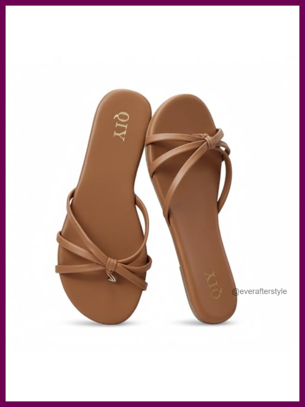 Women's Faux Leather Flip Flop Slide Sandals Knot Detail Slip On Summer Beach